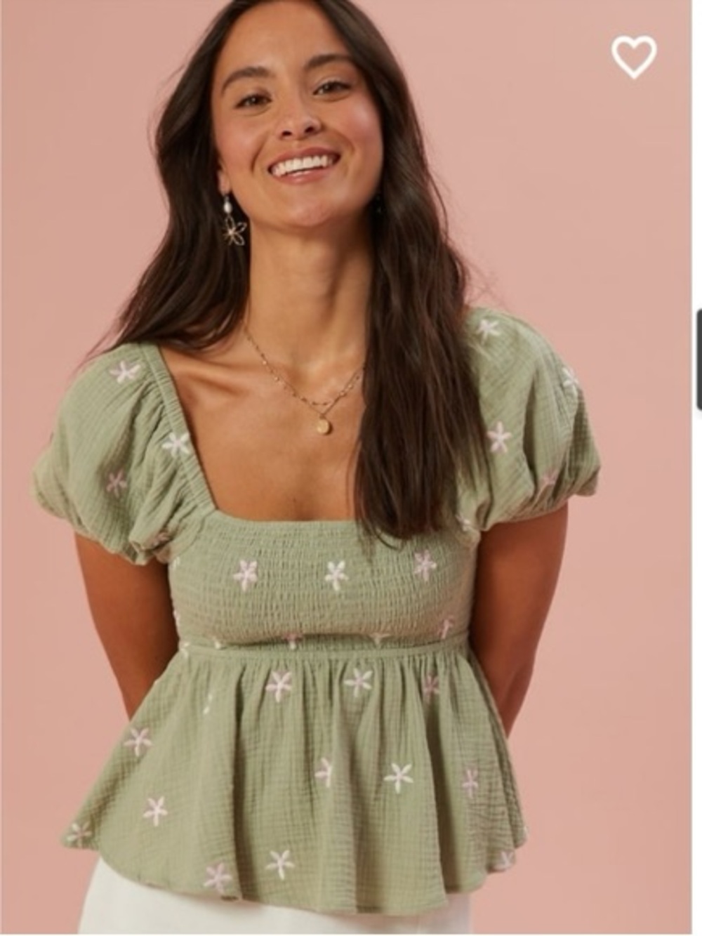 Altar’d State | Olivia embroidered babydoll top | sz S